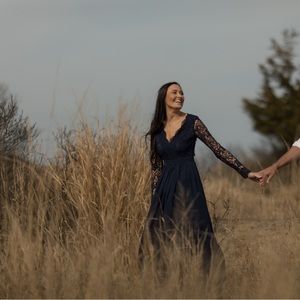 Awaken My Love Navy Blue Long Sleeve Maxi